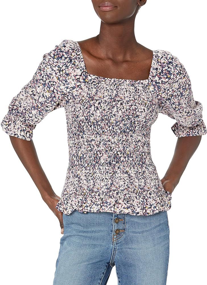 Amazon Brand - Goodthreads Women's Fluid Twill Slim Fit Puff Sleeve Square Neck Crop Shirt | Amazon (US)