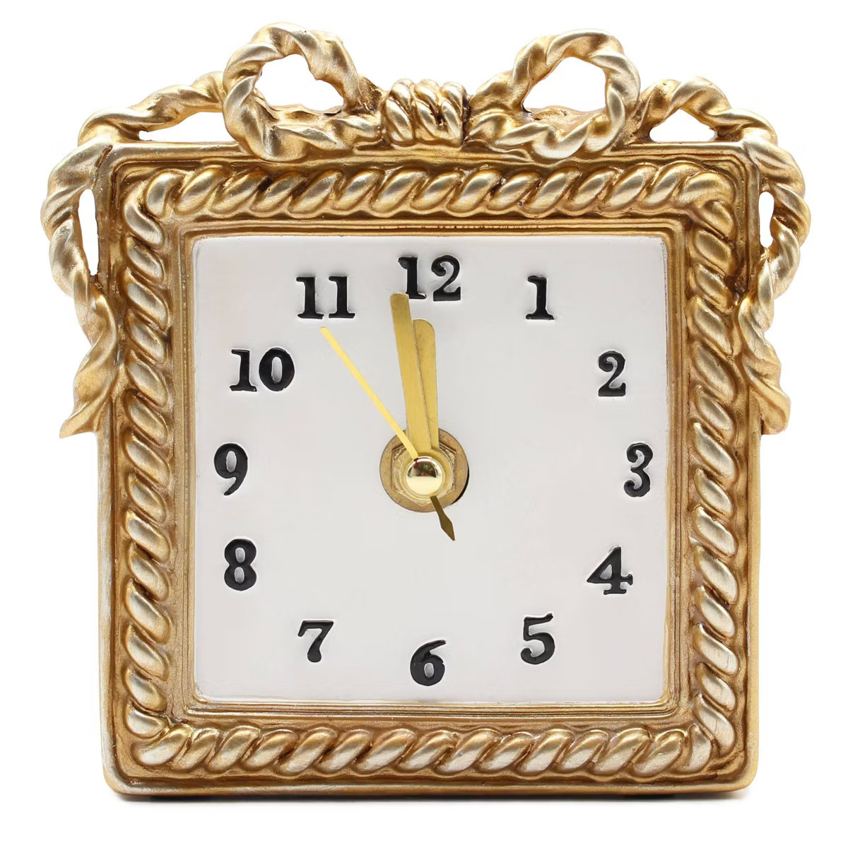 National Brand Gold Square Tabletop Clock with Bow and Rope Detail | Target