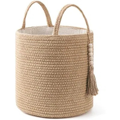 Woven Storage Basket Decorative Natural Basket Wooden Bead Decoration For Blankets,Toys,Clothes,Shoes,Plant Organizer Bin With Handles Living Room Hom | Wayfair North America
