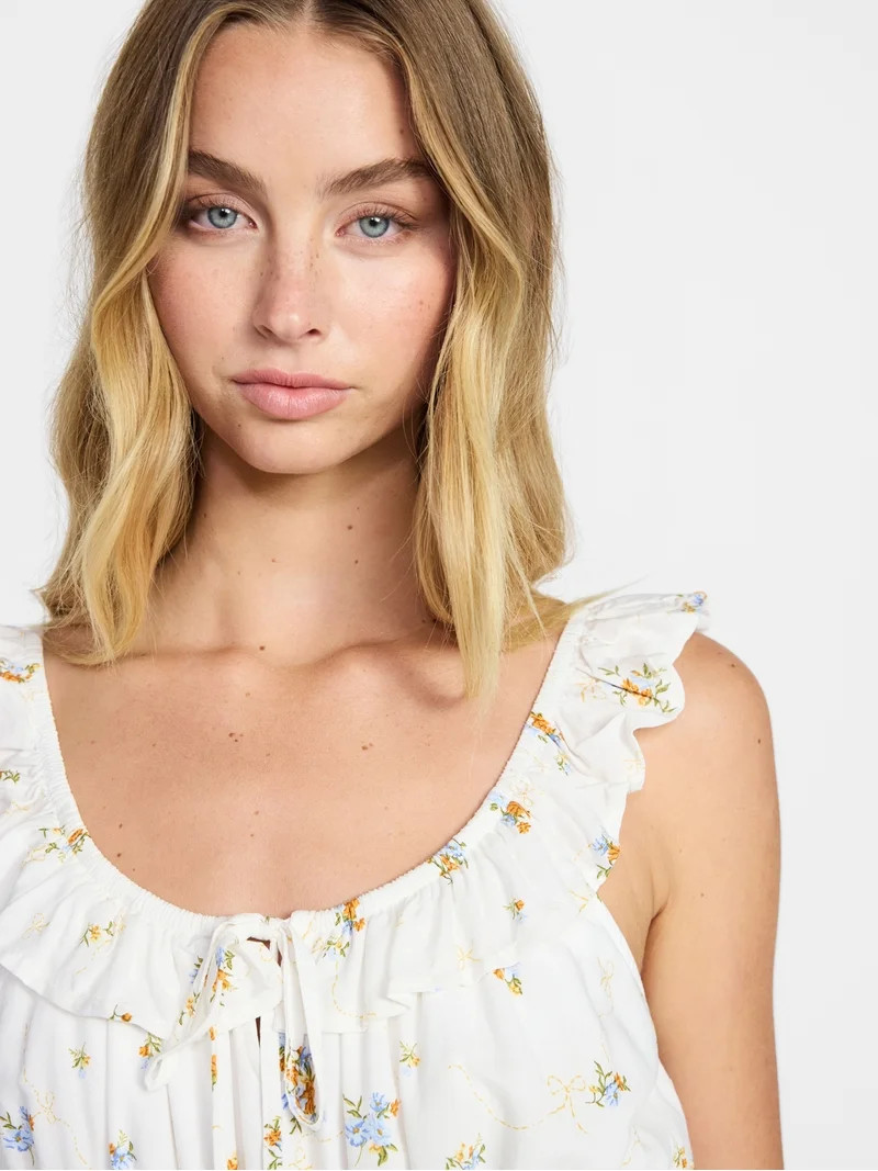No Boundaries Ruffle Smocked Waist Romper, Women\u2019s XXS-XXL | Walmart (US)