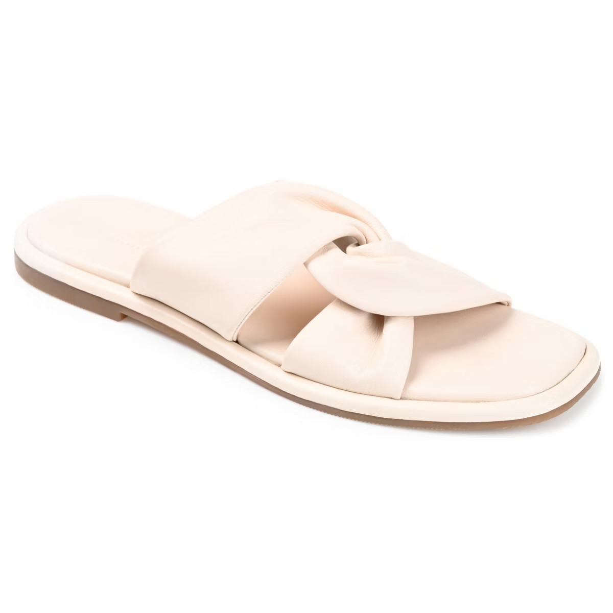 Journee Signature Womens Genuine Leather Kanndice Slip On Slide Sandals | Target