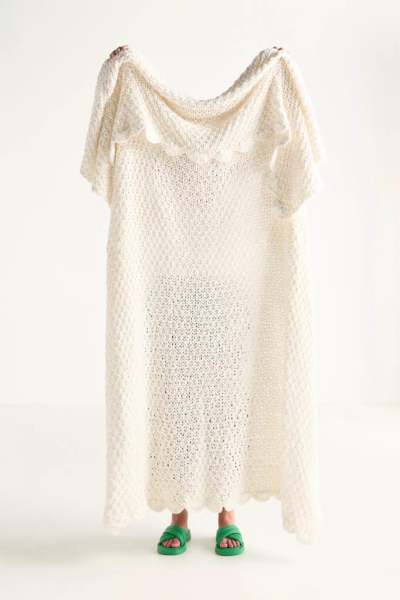 Zora Cotton Scallop Edge Knit Throw Blanket | Anthropologie (US)