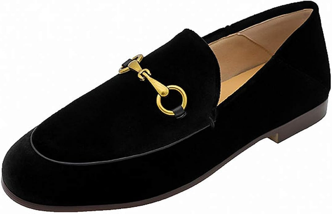 Coonek Women's Loafers,Low Heel Flats Leather Slip On for Girls Slides Lady Work Mules | Amazon (US)