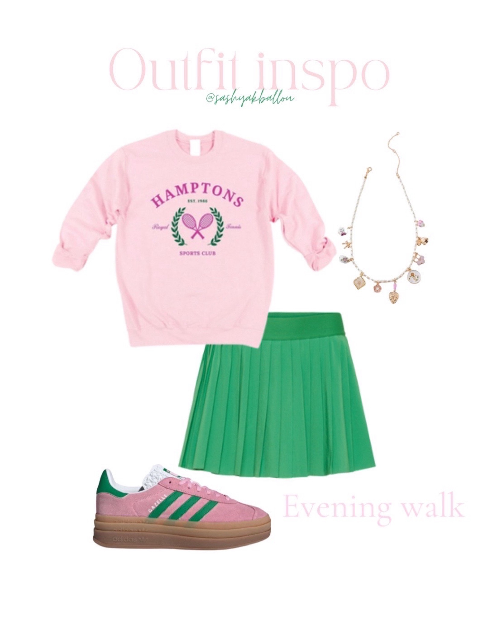 Evening walk or pickleball outfit inspo

Tennis skirt / adidas gazelle / charm necklace

#LTKSeasonal #LTKStyleTip #LTKMidsize