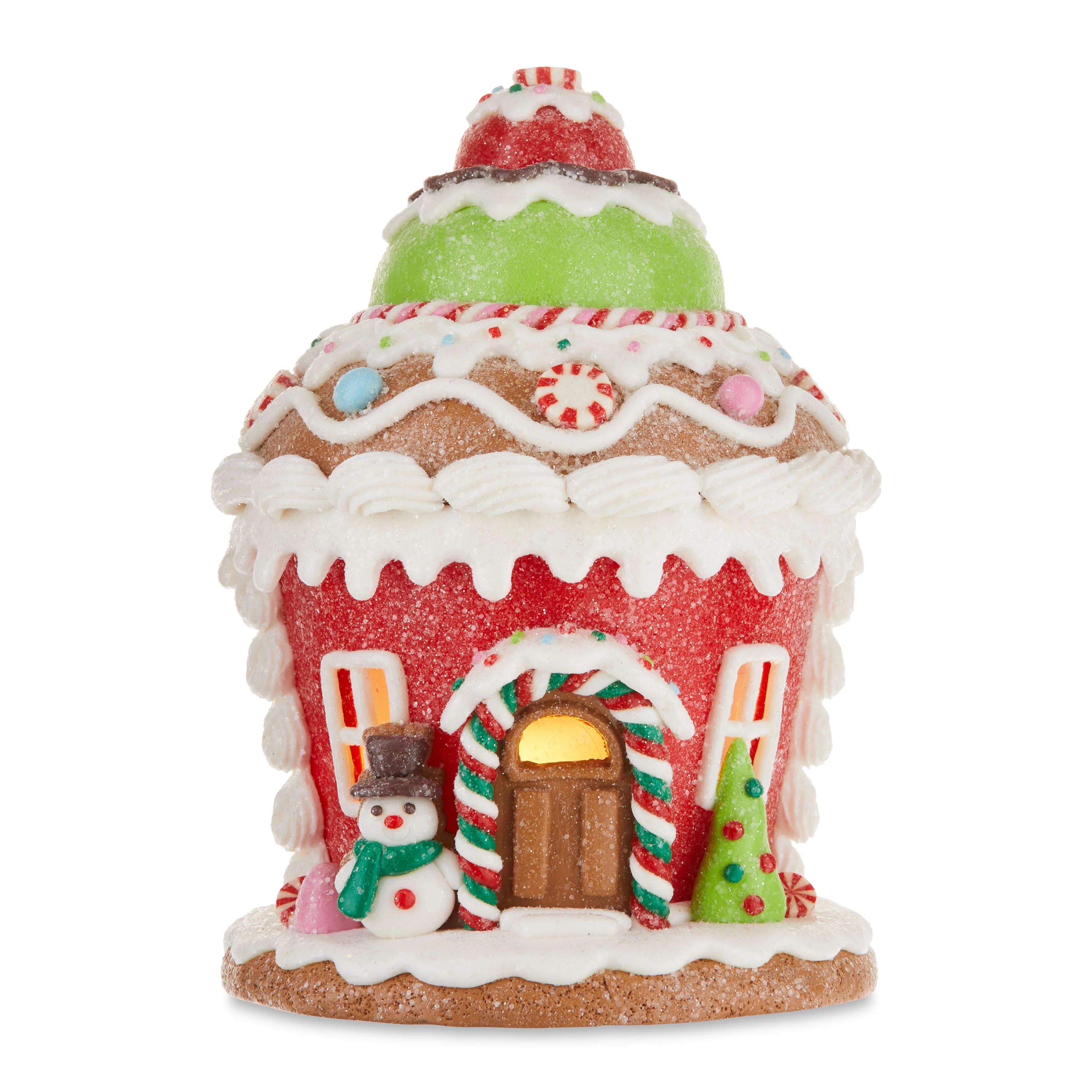 Christmas Village Multi-Color LED Round Gingerbread House, by Holiday Time | Walmart (US)