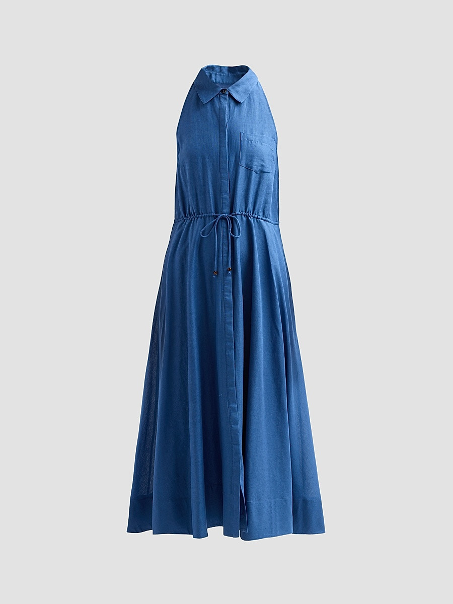 Women's Tiana Linen-Cotton Drawstring Shirtdress - Ocean - Size XS | Saks Fifth Avenue