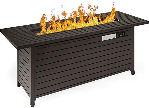 Best Choice Products 57in 50,000 BTU Rectangular Extruded Aluminum Gas Fire Pit Table w/Burner Li... | Amazon (US)