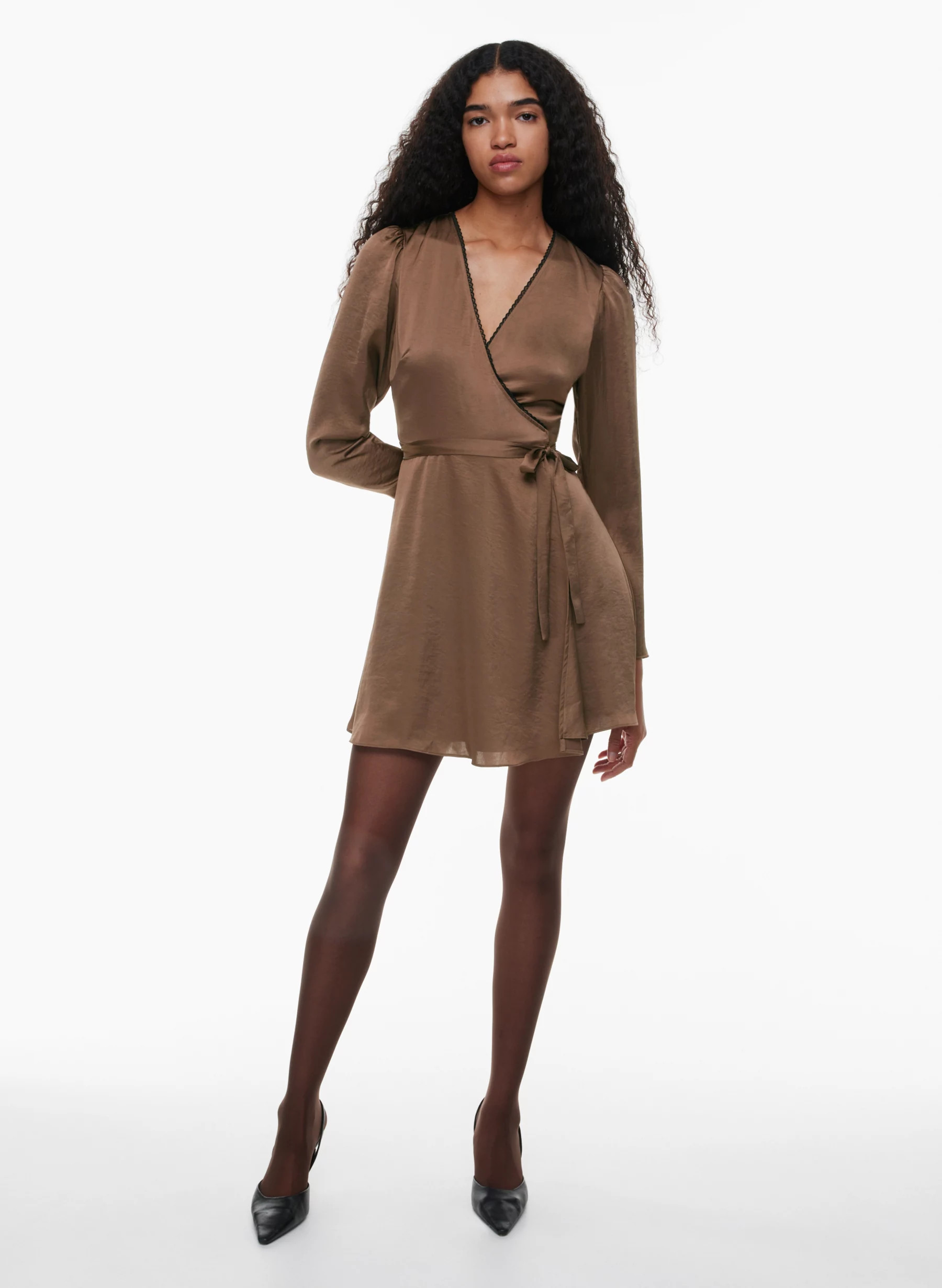 MADEMOISELLE SATIN LONGSLEEVE DRESS | Aritzia