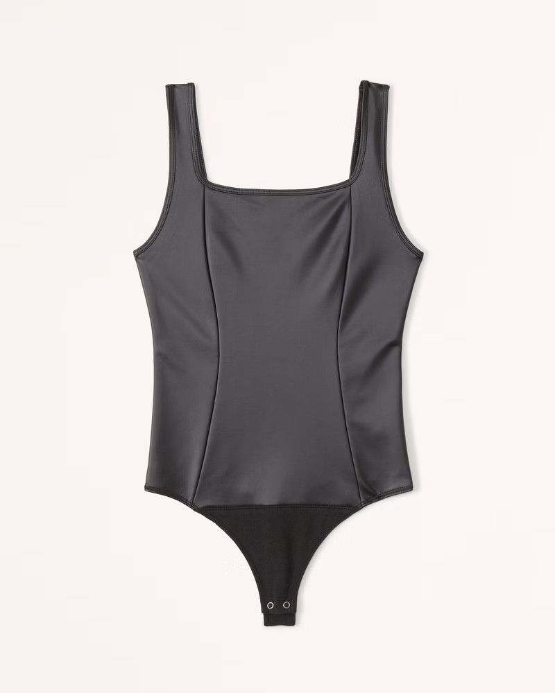 Vegan Leather Squareneck Bodysuit | Abercrombie & Fitch (US)