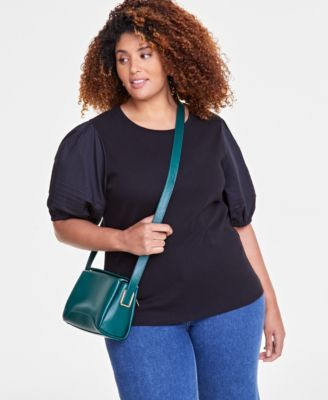 On 34th Trendy Plus Size Puff-Sleeve Knit Top, Created for Macy's - Macy's | Macy's