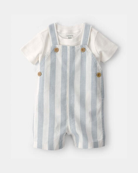 Carter's Baby Boys Boy 2-Piece Stripe Romper Set - Blue/Ivory NB Blue/Ivory | Carter's Inc