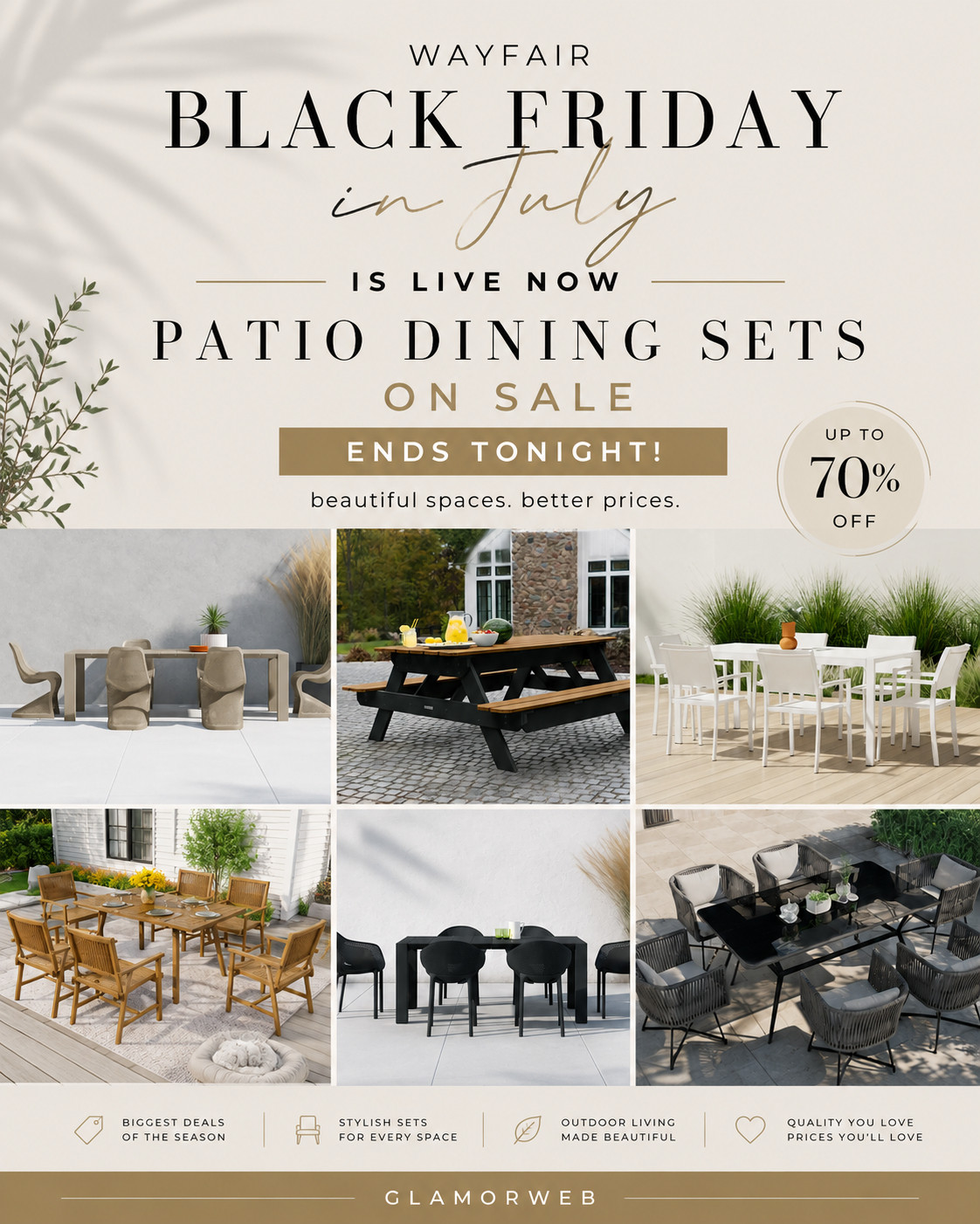 If your outdoor space isn’t giving “effortless aesthetic” yet… don’t worry, Wayfair just fixed that 😌✨ Black Friday in July has the prettiest patio dining sets on major sale right now. From minimal neutral styles to bold statement pieces, there’s literally something for every vibe 🌿🍽️ I love how these sets make your space feel complete without needing extra decor. It’s simple, chic, and so worth it 💅

#WayfairFindsToday #BlackFridayDealsLive #PatioDiningSet #OutdoorLivingDecor #BackyardInspoIdeas #SummerHostingVibes #OutdoorFurnitureSale #LTKHomeFinds #LTKDealsNow #HomeUpgradeSeason #PatioRefreshIdeas #OutdoorTablesDecor #GardenDiningStyle #ModernOutdoorLiving #NeutralHomeStyle #CozyOutdoorSpace #HomeDecorInspo #BackyardMakeover #DeckLivingVibes #OutdoorGoals2026 #ChicHomeDecor #SaleEventNow #AffordableDecorFinds #OutdoorDecorStyle #LTKHomeTrends #ViralHomeInspo #AestheticOutdoor #OutdoorLifeStyle #DreamBackyardGoals #HomeStyleUpgrade 

 #LTKSeasonal #LTKHome #LTKSaleAlert