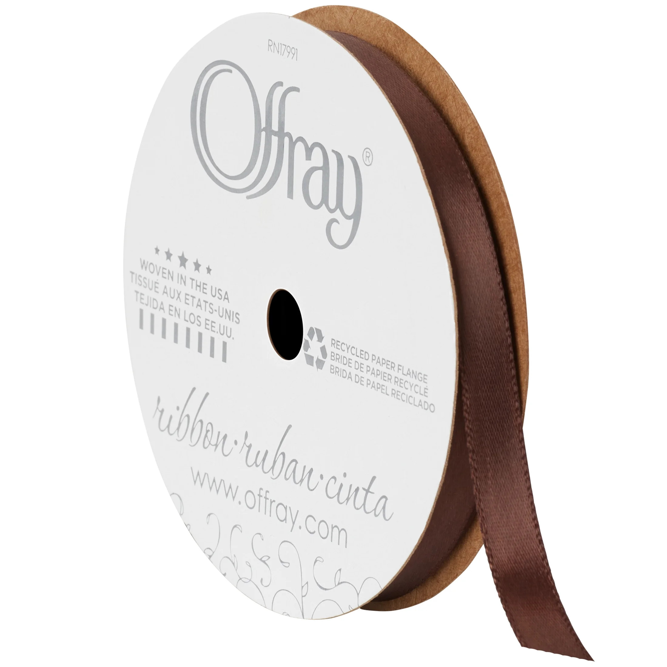 Offray Ribbon Brown Polyester Ribbon, 3.25" x 0.37" | Walmart (US)