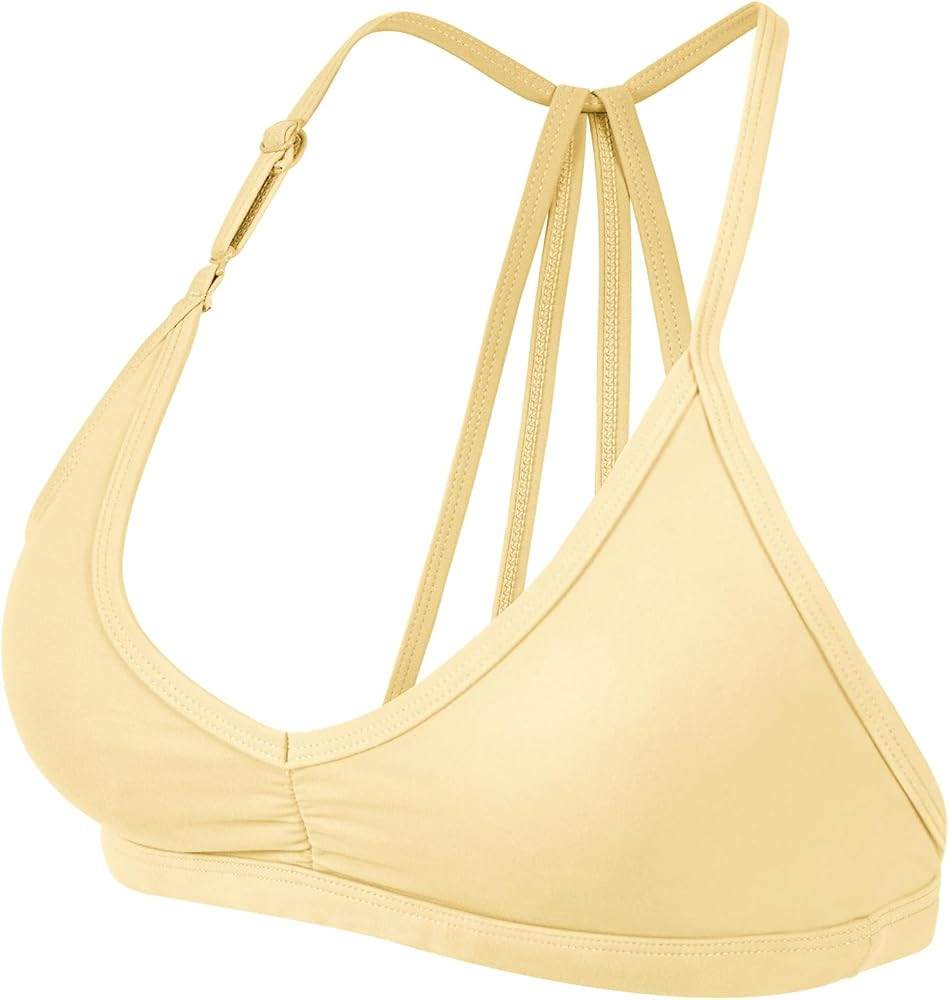 YEOREO Workout Sports Bras for Women Padded Strappy Open Back Gym Bra Light Impact Criss Cross Yo... | Amazon (US)