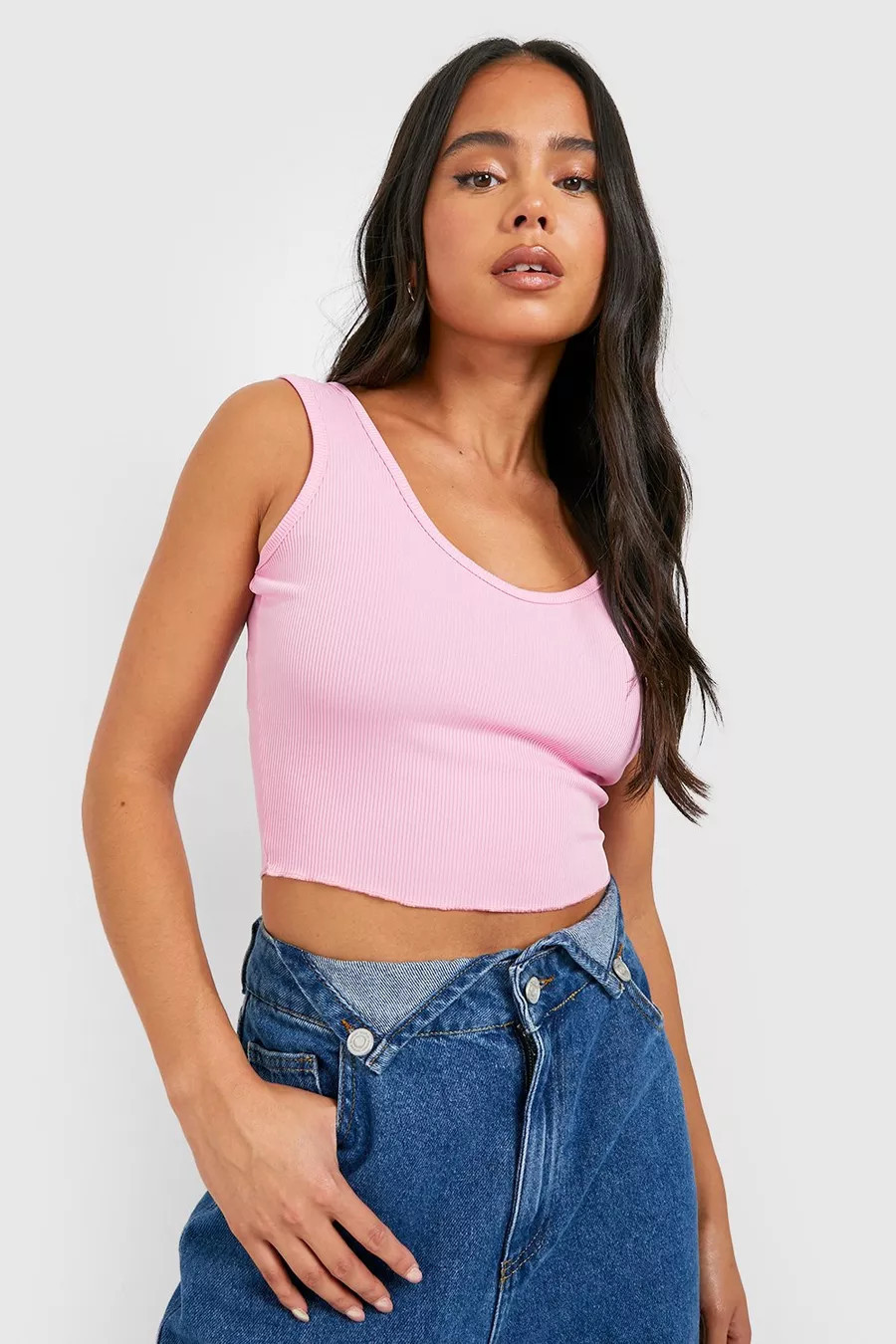 Petite V Neck Crop Top | Boohoo.com (US & CA)