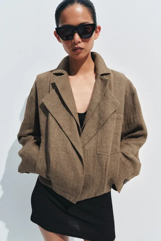 LINEN POCKET BOMBER JACKET ZW COLLECTION | Zara Canada