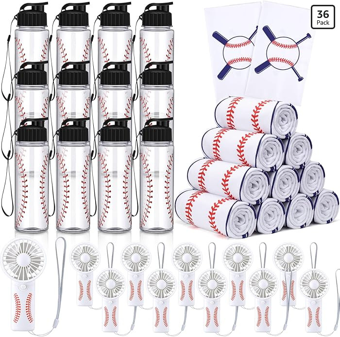 Mifoci 36 Pieces Baseball Water Bottle Cooling Towel Handheld Fan Set Sports Party Favors Include... | Amazon (US)