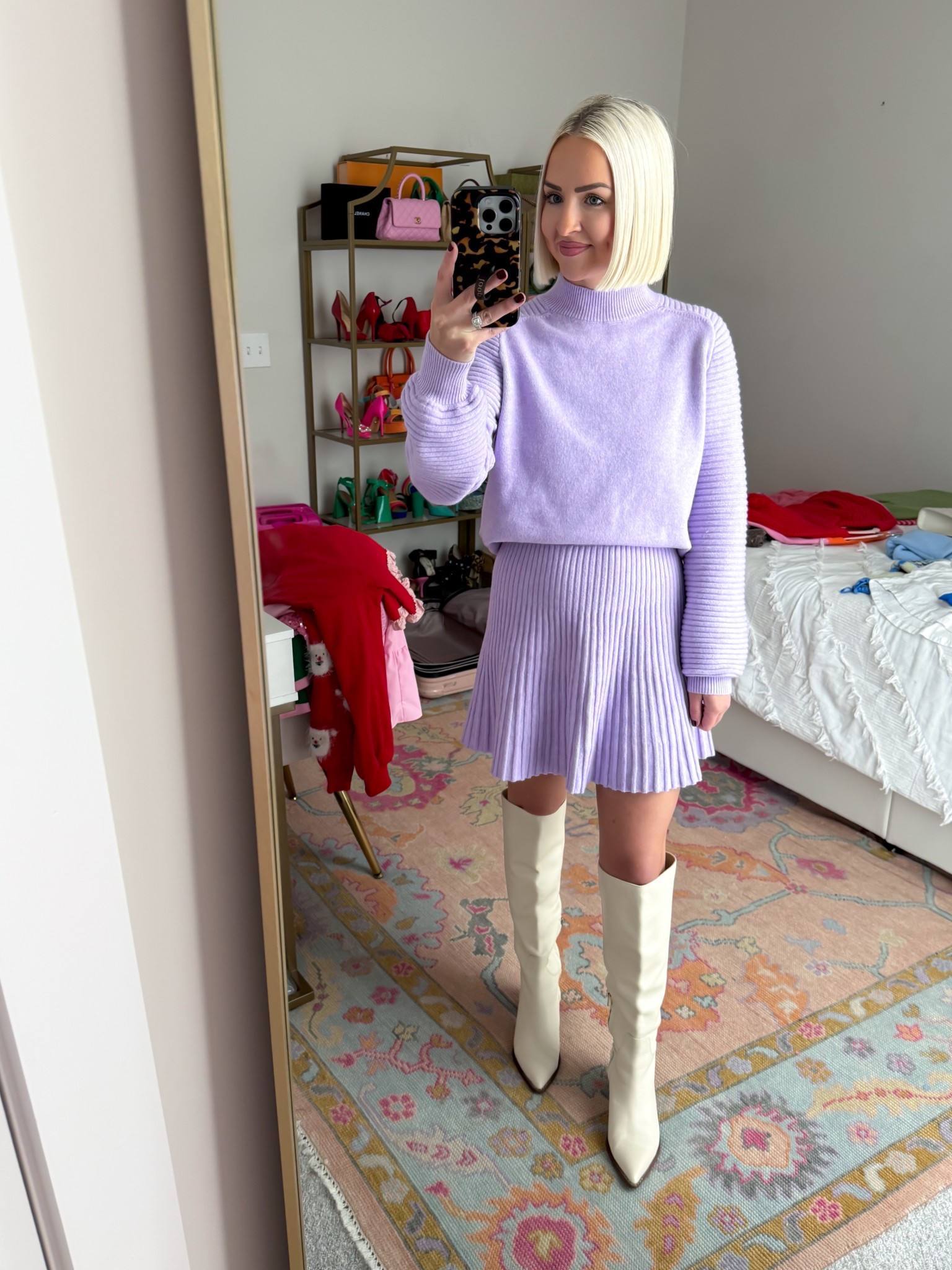 Amazon sweater skirt set / Lavender sweater skirt set / Amazon holiday style 
Size: small 

#LTKFindsUnder50 #LTKHoliday #LTKPetite