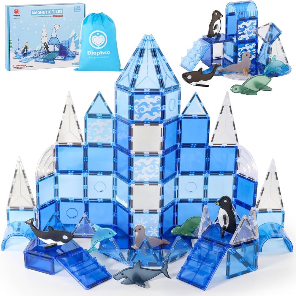 Diophso Arctic Animals Magnetic Tiles for Kids, 3D Magnetic Building Set with 6 Sea Animals, Educ... | Amazon (US)