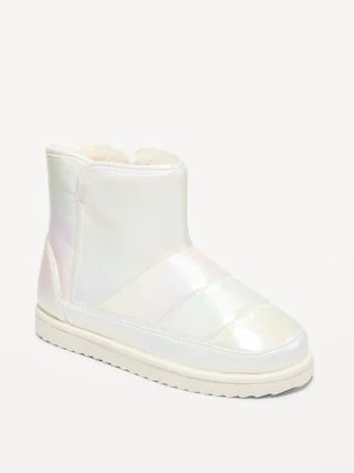 Iridescent Faux-Fur Lined Ankle Booties for Girls | Old Navy (US)