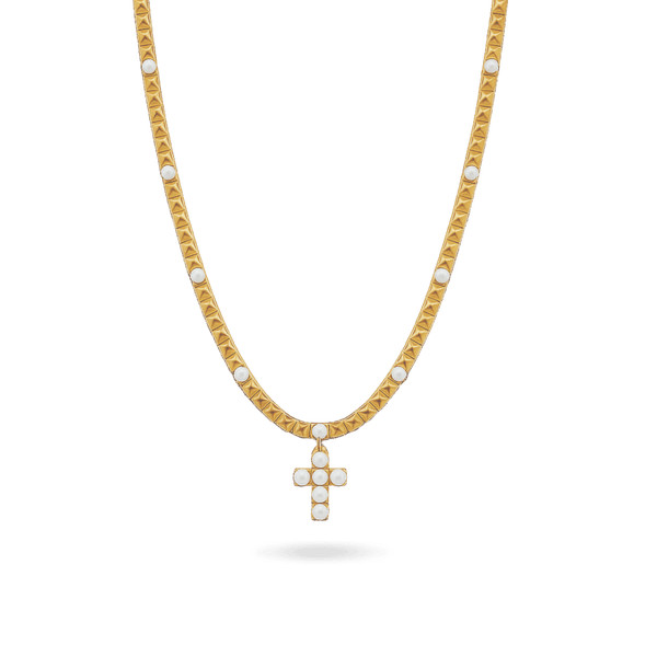 White Enamel Cross Necklace | IceLink
