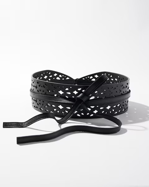 Black Cut Out Obi Belt | White House Black Market