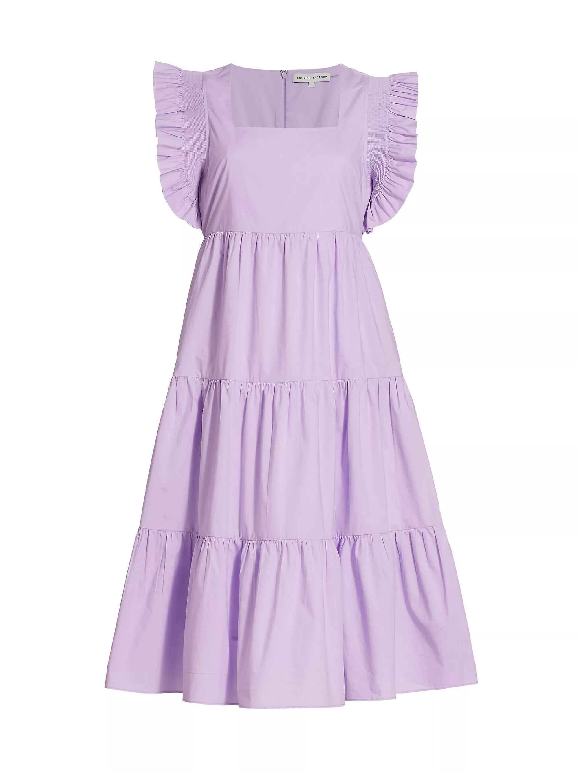 Tiered Flutter-Sleeve Midi-Dress | Saks Fifth Avenue