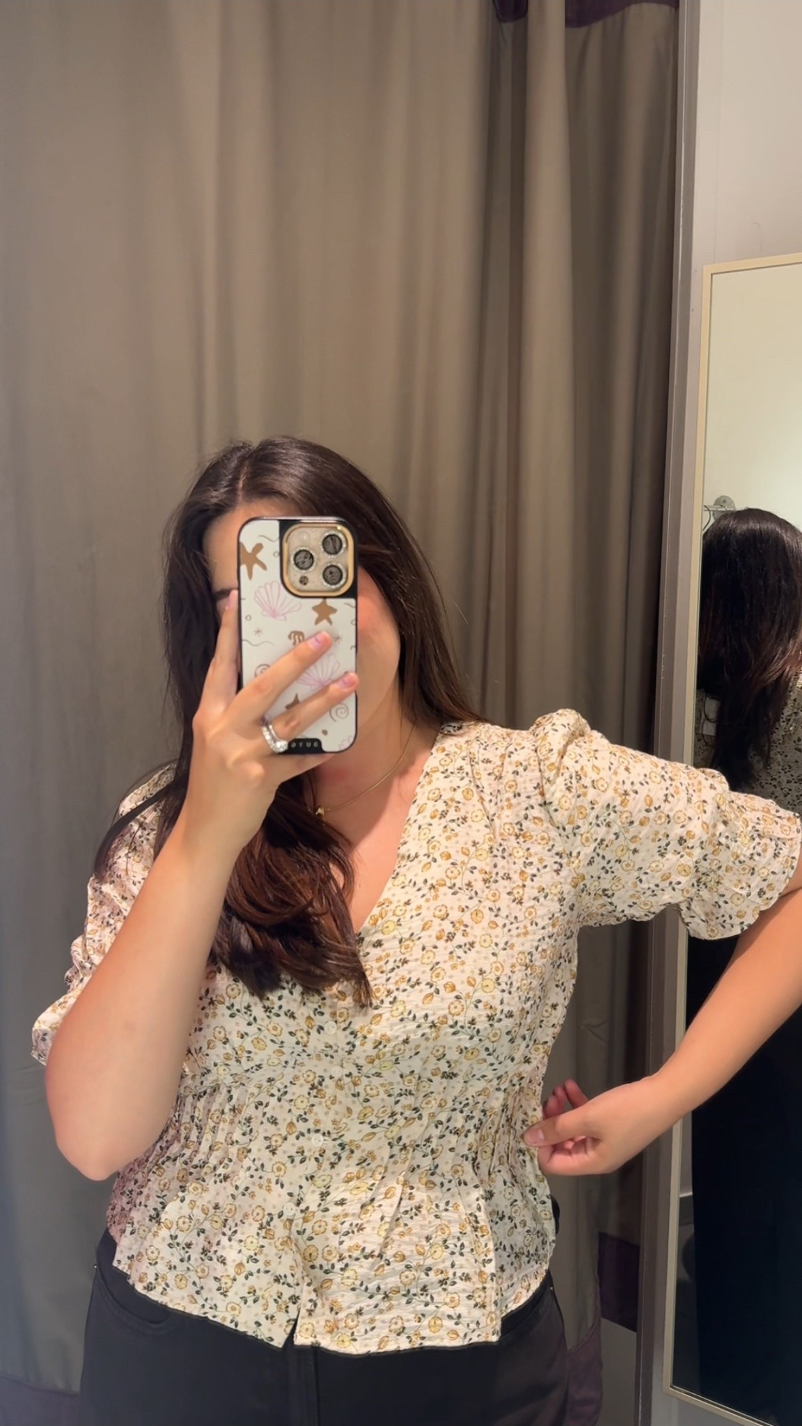 Pretty fall floral print peplum top — very comfy and cute 