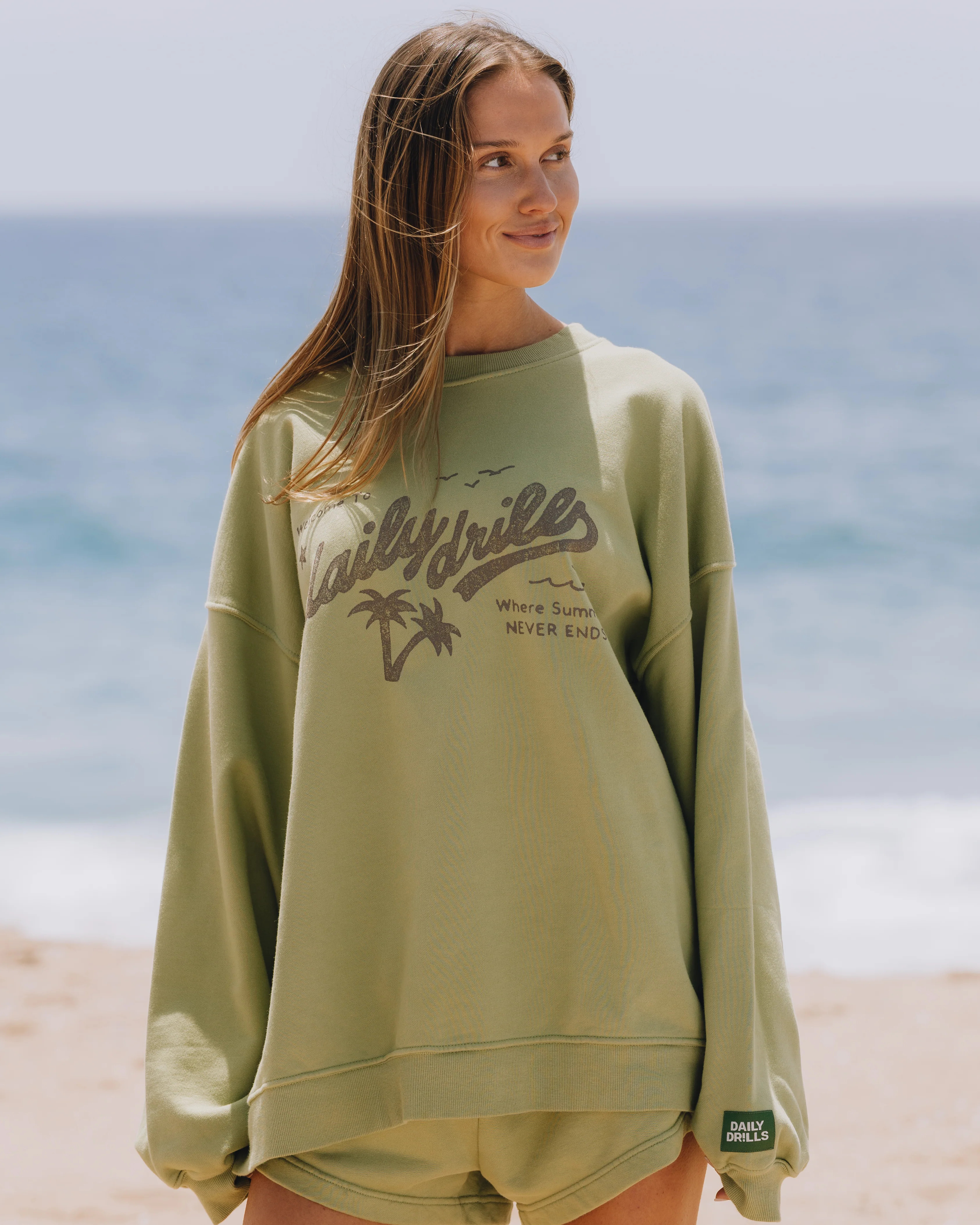 Oversized Vacation Crew - Matcha | Daily Drills LLC