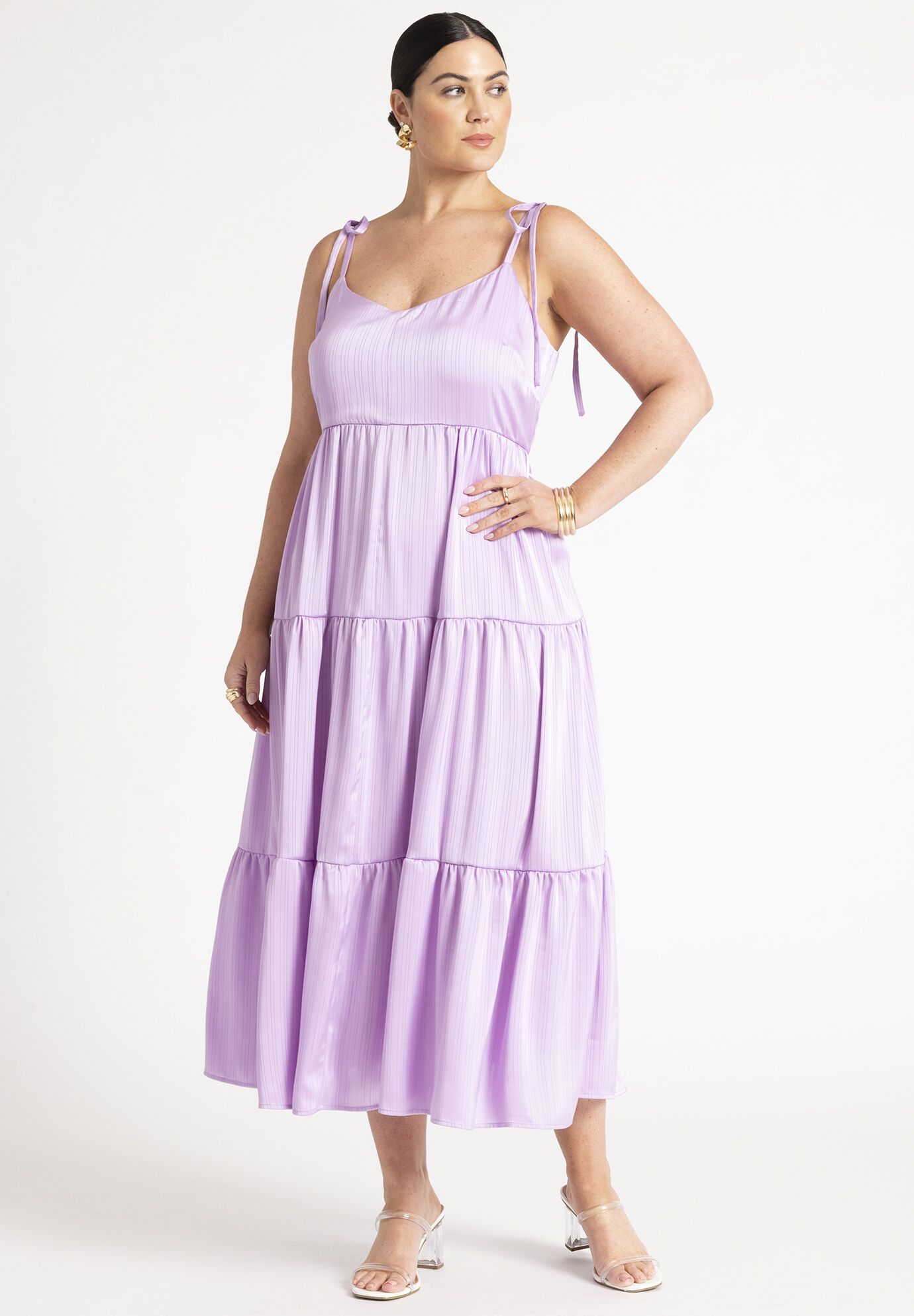 Tiered Satin Maxi Dress | Eloquii