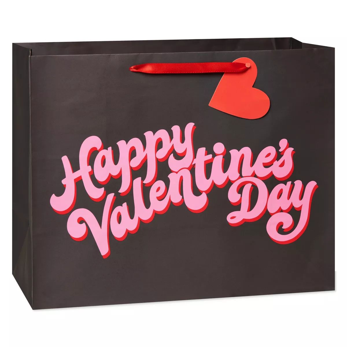 Pink Happy Vday on Black Large Gift Bag | Target