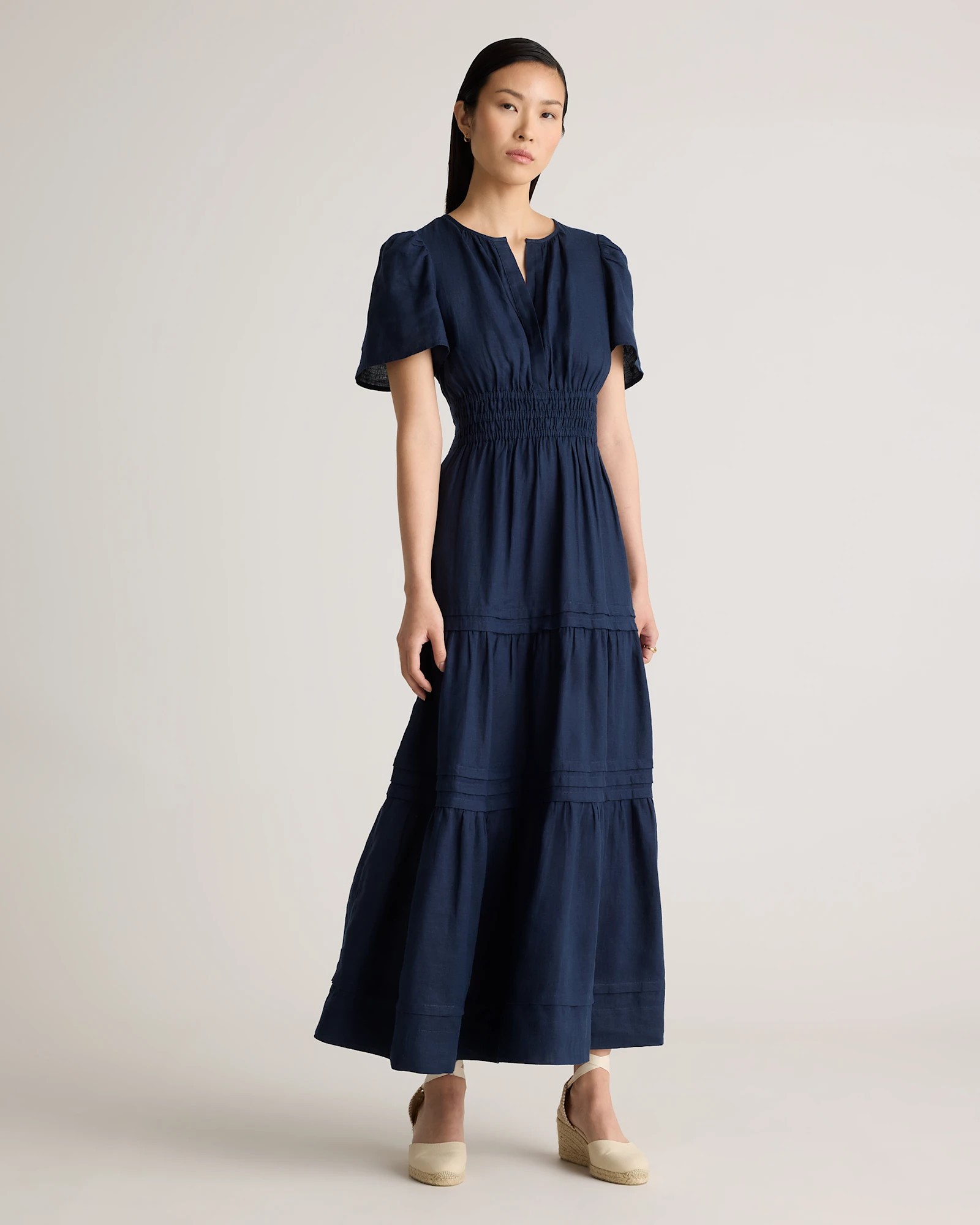 100% European Linen Tiered Maxi Dress | Quince