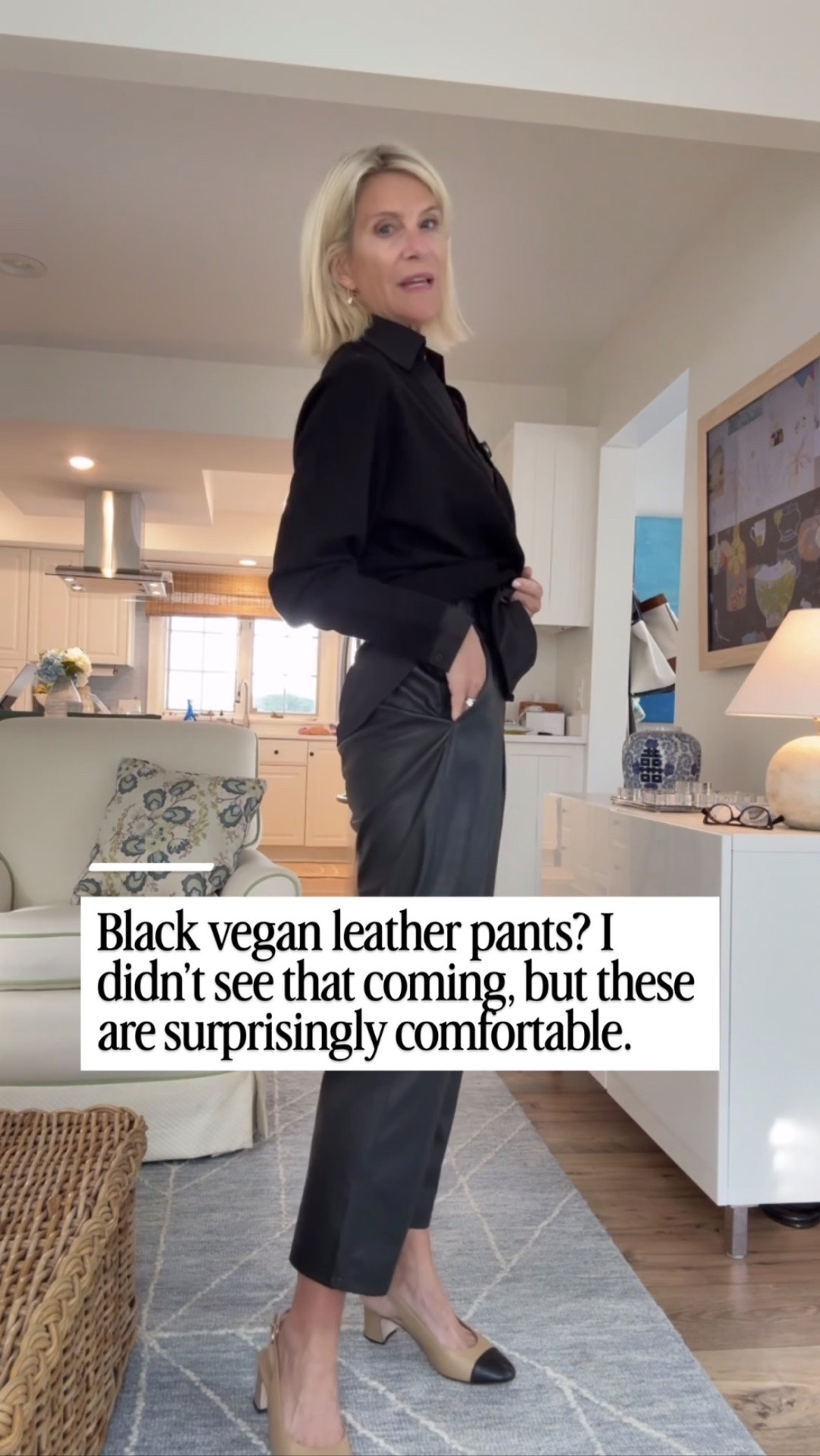 The unexpected hit of the season! I never thought I’d be wearing black vegan leather pants, but these are surprisingly comfortable with an elastic waist and so easy to dress up or down. Paired them with a sweater with a built-in collar and cuffs, and I’m wearing this all season.

👩‍💻 LTK PRO TIPS
❤️ Heart = Support my posts ;-)
🔖 Save = Get sale & restock alerts for the things you love!
📋 Lists = Keep favorites organized (List ideas: Christmas, Birthdays, and Vacations!)
📲 Share = Send lists and products to a friend (or your daughters like me).
💬 Comment = Ask me anything, and I’ll answer. ;-)

#LTKootd #LTKSeasonal #LTKOver40