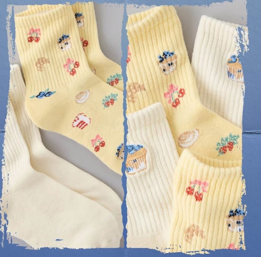 AE Breakfast Graphic Cropped Crew Socks 2-Pack