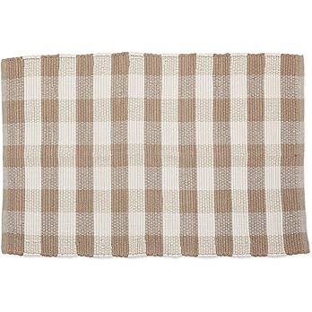 DII Buffalo Check Rug Collection, Hand Dyed Reversible Chindi Rug, 26x40, Stone/Cream | Amazon (US)
