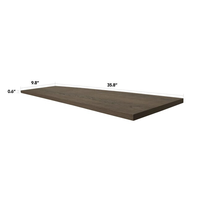 Style Selections 35.8-in L x 9.8-in D x 0.6-in H Dark Wood Rectangular Shelf Board | Lowe's
