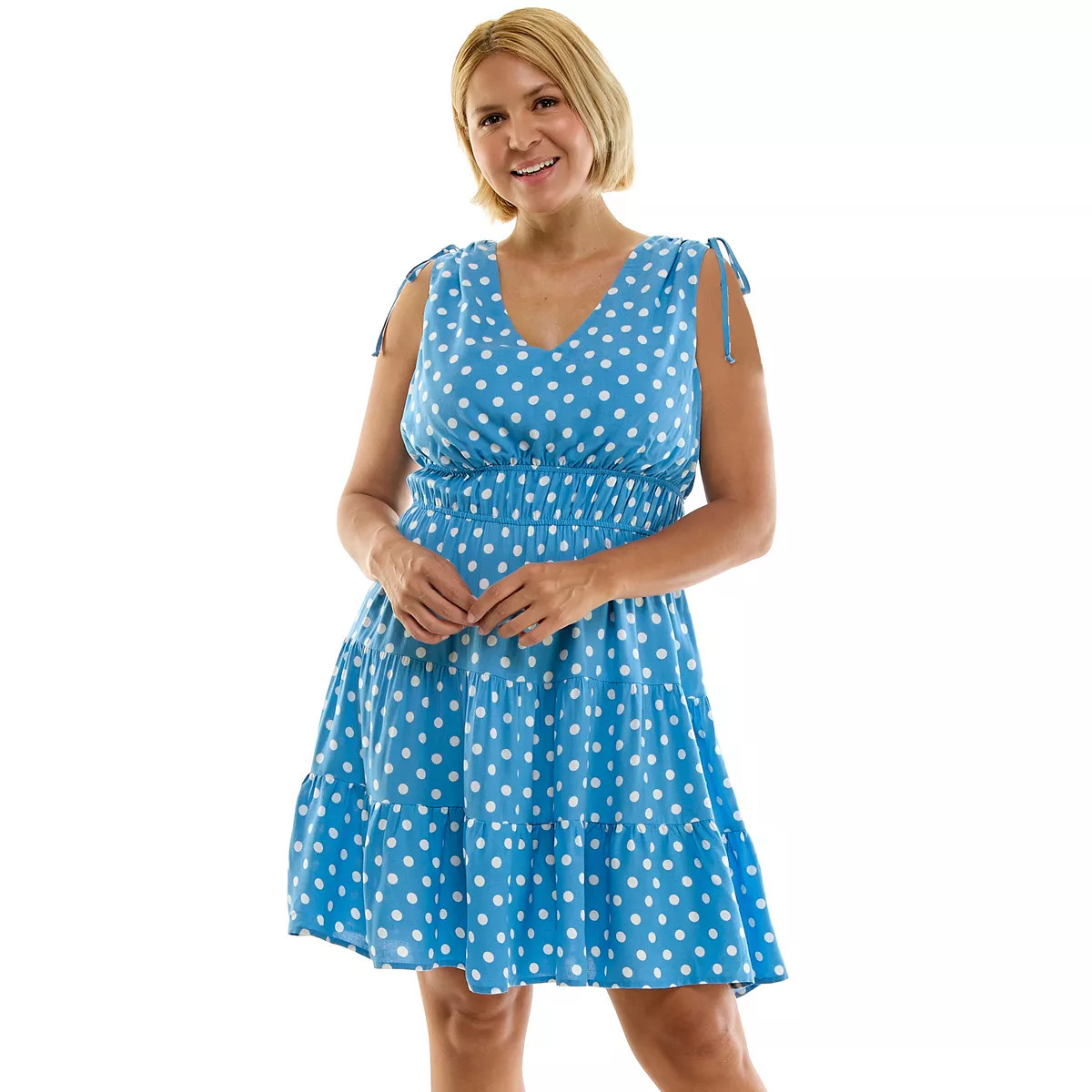 Juniors' Plus Size Lily Rose V-Neck Skater Dress, Women's, Size: 3XL, Blue Ivory | Kohl's