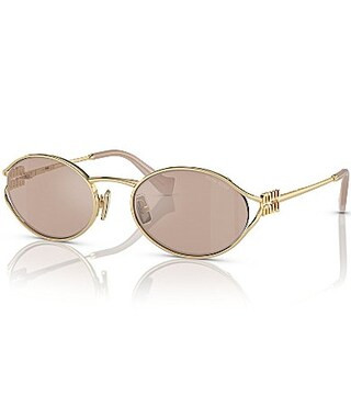 Miu Miu Women's MU 52YS54-X 54mm Oval Mirrored Sunglasses - Pale Gold/Pink Mirror | Dillard's