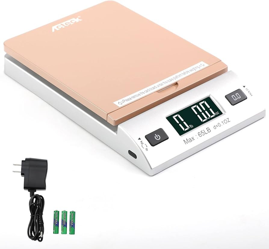 Acteck A-CK65GS 65LBx0.1OZ Digital Shipping Postal Scale with Batteries and AC Adapter, Gold Silv... | Amazon (US)