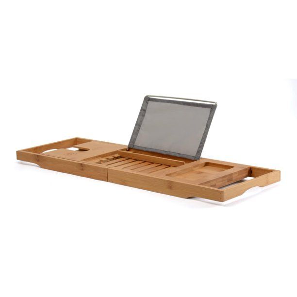 Bambusi Bamboo Bathtub Tray With Extending Sides, Reading Rack, Tablet Holder, Cellphone Tray & I... | Walmart (US)
