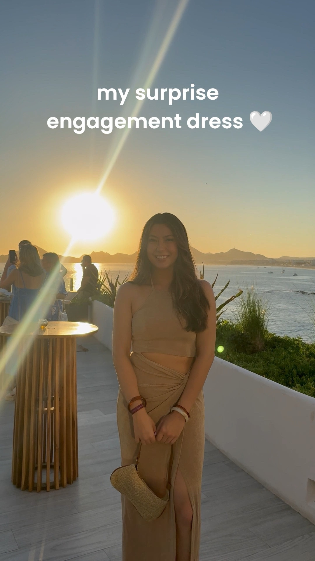 the dress I wore to get engaged in Cabo San Lucas (i I had no idea but was so happy I wore a nice dress!!)

Dress - size 4, gold - on sale at Nordstrom, more sizes on Petal & pup too! (I used sticky bra & nude underwear) 
Jewelry: charlotte earrings and Olivia necklace

 #LTKFindsUnder100

#LTKTravel #LTKWedding