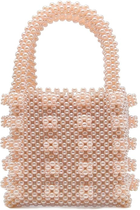 Miuco Womens Beaded Handbags Handmade Weave Crystal Pearl Tote Bags | Amazon (US)
