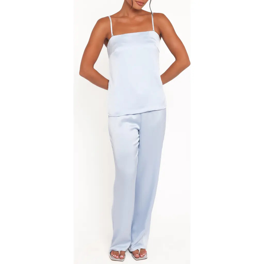 Petal & Pup Selena Satin Camisole & Pants Set in Ice Blue at Nordstrom, Size Large | Nordstrom