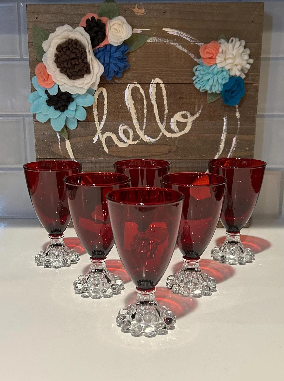 Vintage Anchor Hocking Berwick Boopie Ruby Red Juice Glasses - Set of 6 | Etsy (US)