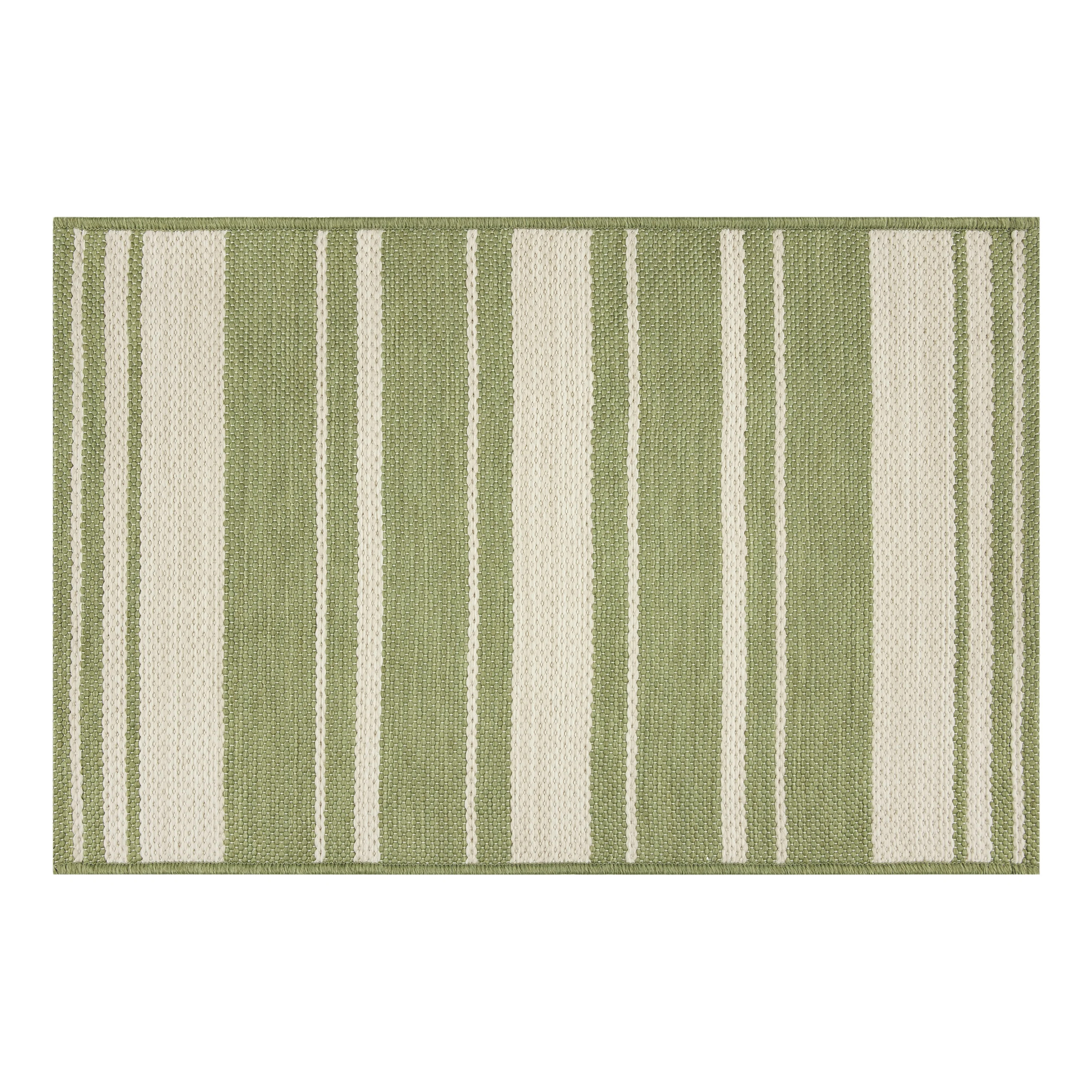 Mainstays 24" x 36" Sage Variegated Stripe Outdoor Scatter Rug | Walmart (US)