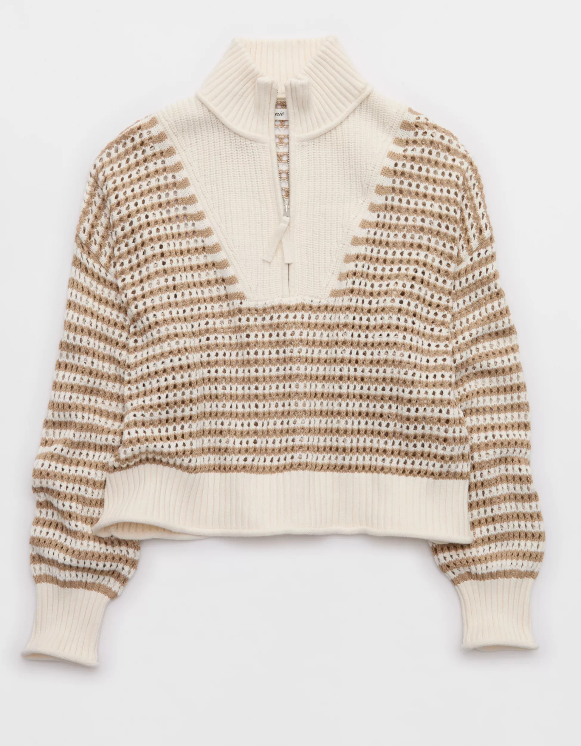 Aerie Crochet Quarter Zip Sweater | American Eagle Outfitters (US & CA)