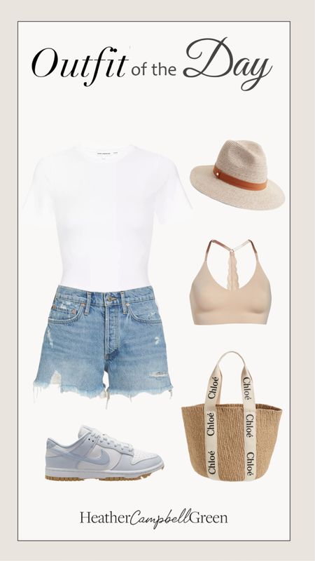Outfit of the day best selling denim cut off shorts new exclusive Nike sneakers in limited edition color, designer trendy baskets bag the most comfy brunette top #CelebrityStyle #OutfitOfTheDay #SummerFashion

#LTKFindsUnder50 #LTKSaleAlert #LTKStyleTip