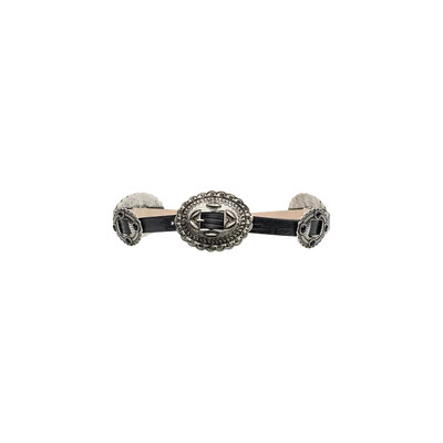 L'AGENCE Rocha Leather Belt In Black Lizard Embossed | L'Agence