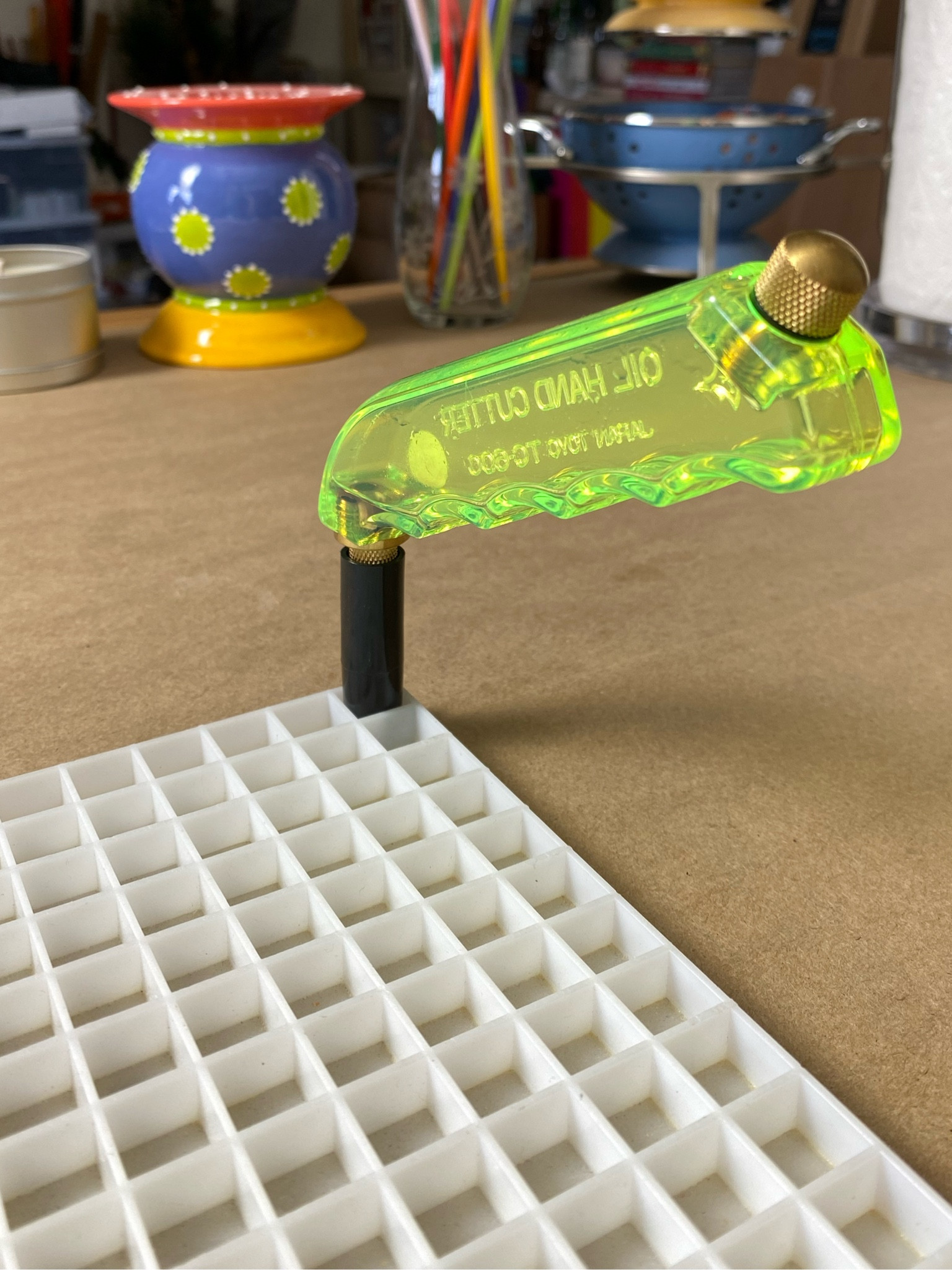 Sharing a really handy accessory if you’re a mosaic or stained glass artist, and you use a waffle cutting grid. ✨ Insert the cutter caddies into the openings of your waffle-cutting grid and suddenly your glass cutters, markers, and metal picks are not only out of the way but they’re also easy for you to grab and use! ✨ For mosaic tips, tutorials, inspiration, and so much more please visit my YouTube channel: YouTube.com/julieweilbacher. Follow @julieweilbacher on Instagram for all things mosaic art. Gifts for artists - mosaic art - stained glass art - craft room - art studio - glass cutters - mosaics - crafts organization - glass crafts

#LTKfindsunder50 #LTKhome