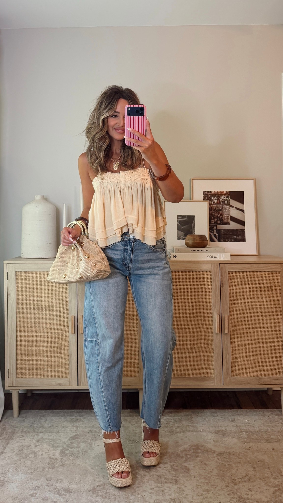 35% off with LEANN35, if expired use code LEANN30 this top is so cute, reminds me of FP! i’m in a size S. these barrel jeans are SO flattering! i really love the style, length and fit of this pair. i’m in a size 27. the wedges are a little tight, size up! @VICI 

#LTKootd